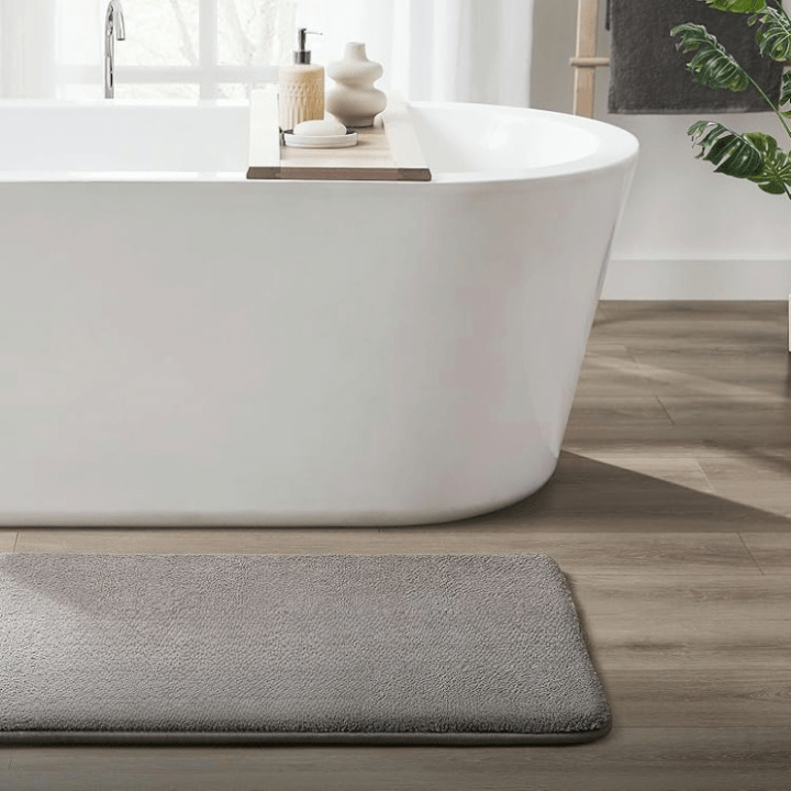homeideas memory foam bath mat set – 3 pieces grey bathroom rug set extra thick and washable
