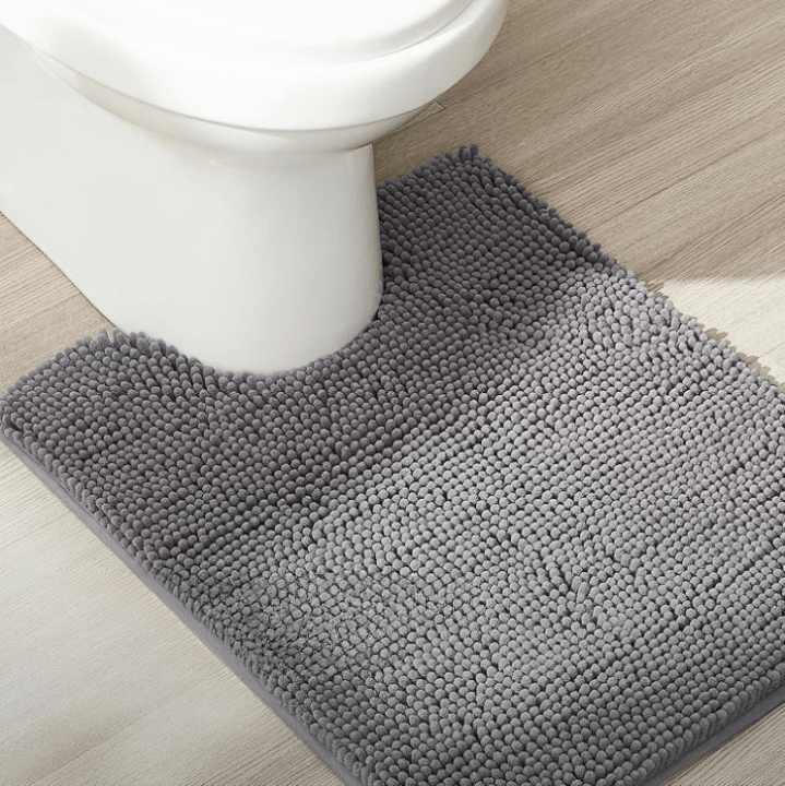 homeideas grey bathroom rug set – 3 ultra soft non-slip chenille bath mats